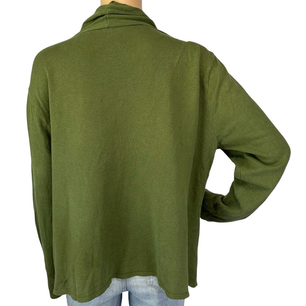 J. Crew Wrap Cardigan Sweatshirt Deep Moss Green AP849 Size L - Picture 6 of 12